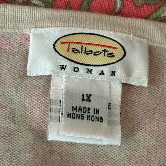 Talbots Paisley Long Sleeve Top - Coral and Green - Picture 3 of 3